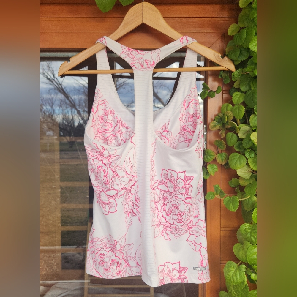 The North Face Floral Racerback Athletic Tank | Built In Bra Tennis Pickleball M - Picture 3 of 8